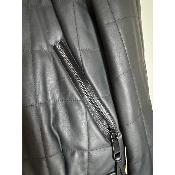 NWT Rebecca Minkoff Faux Leather Black Square Quilted Racer Jacket Women's Small - Picture 7 of 16